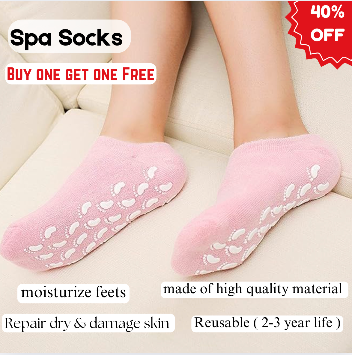 Foot Spa Silicone Socks (Buy one get one Free)